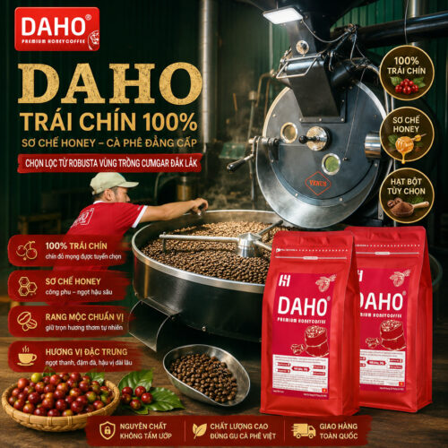 1kg Cafe DAHO honey coffee Đẳng cấp Cà Phê Sơ Chế Honey Dùng Pha Máy , Pha máy Cam kết 100% Trái Chín Đặc Biệt